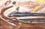 L'avvistamento. Sbalzo su rame. Dipinto e laccato a fuoco. 30x40. 1996.
